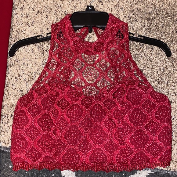 Red Prom Dress (two piece) - Picture 2 of 8